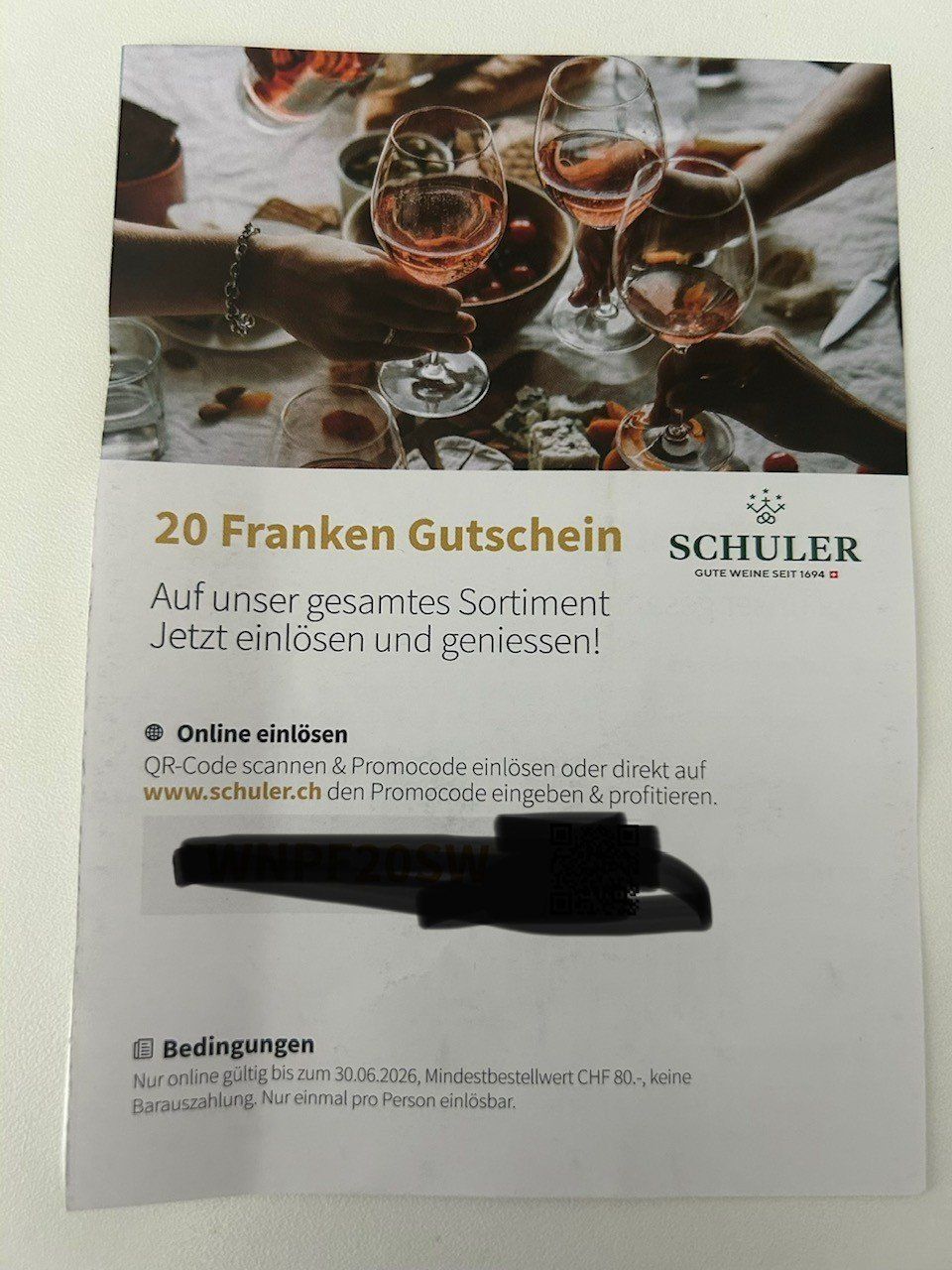 Buoni: Schuler 20.- Gutschein – Nuovo e nell'imballaggio originale da Burgdorf venduto da MCSchweizer88