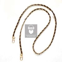 Handykette in Braun Gold Leder/Metall 2xKarabiner Verschluss