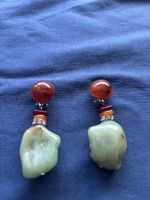 Ohrstecker Naturstein gruen/rot guter Zustand