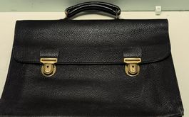 Klassische Leder Aktentasche Schwarz(em78))