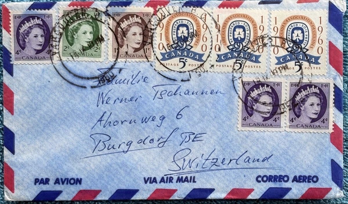 Tutti i francobolli: Brief Kanada 1960 mit Stempel und Adress – Usato da birsfelden venduto da tim0444