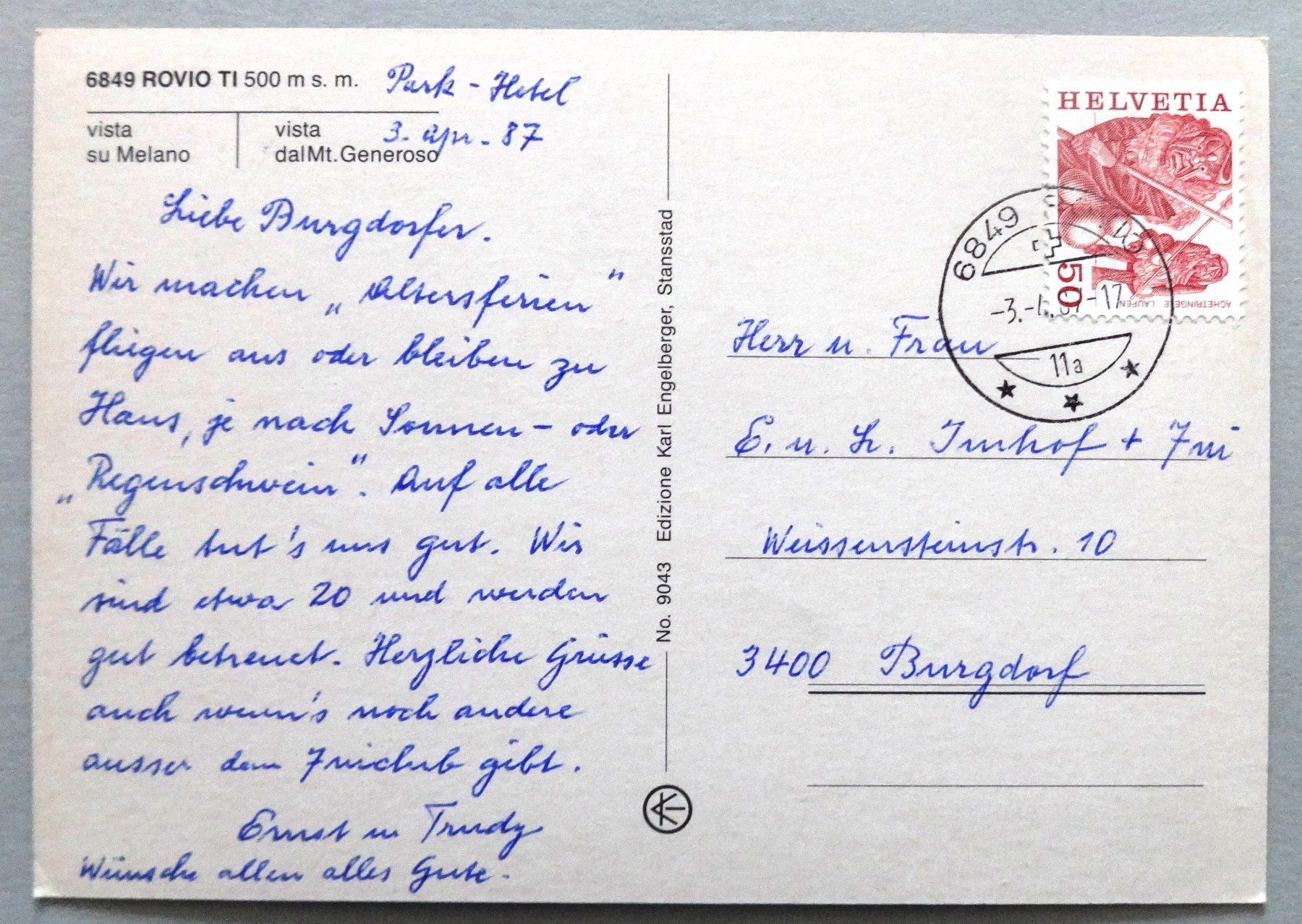 Cartoline postali: Rovio 500 m s.m. – Usato da Fétigny venduto da Billy2miny 1