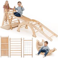 5in1 Montessori Klettergerüst Set:Kletterdreieck mit Rutsche