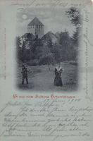 Gruss vom Schloss Hohenklingen, Mondscheinkarte gel. 1900