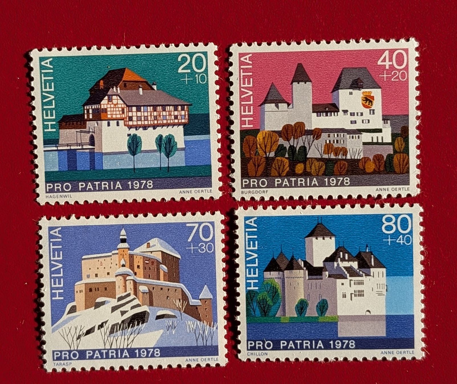 Tutti i francobolli: PRO PATRIA SCHLOSS TARASP SATZ 178 - 181 1978** POSTFRISCH – Nuovo (secondo la descrizione) da Düdingen venduto da Quartierstrasse