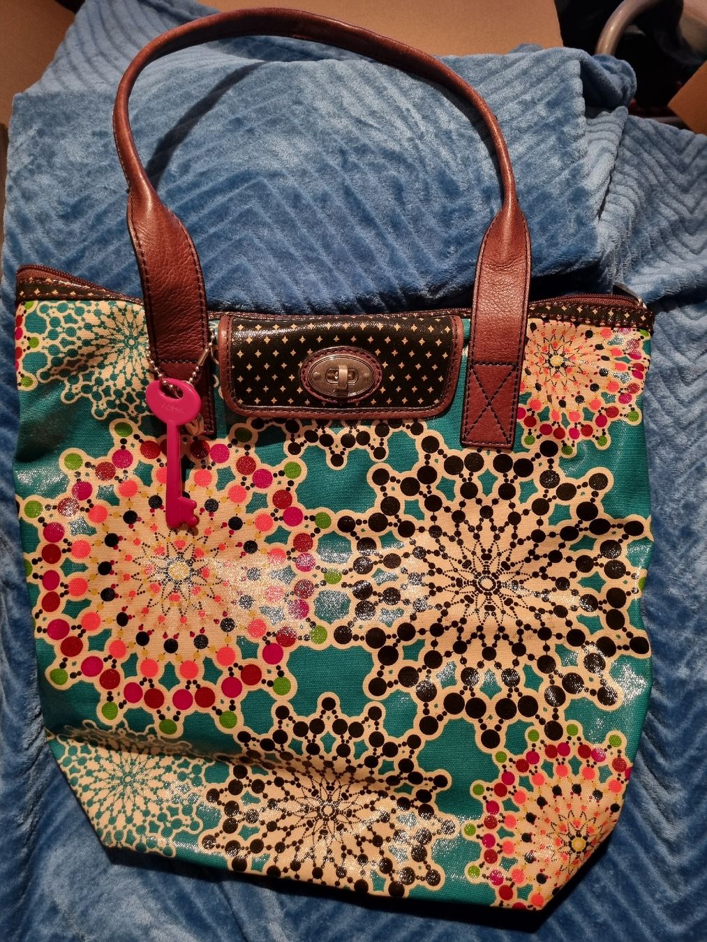 Fossil Borse da donna: Fossil Tasche bunt gemustert Leder Henkeltasche  – Nuovo (secondo la descrizione) da Aesch BL venduto da mutti04