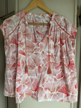 Closed Bluse Sommer Top, Gr. XS, Orange/Weiss, Neuwertig!