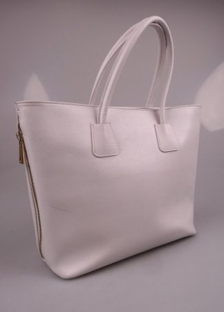 Weisse Leder Handtasche Shopper
