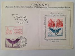 Aarauer - Block + Zusatzfrank. auf Sonderumschlag 23.IX.38