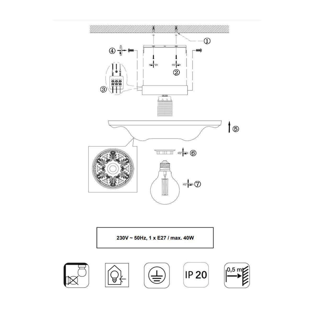 Lampadari & plafoniere: Stuckleuchte, Deckenleuchte, 30 cm Ø – Nuovo (secondo la descrizione) da Kreuzlingen venduto da Smart-Light 2
