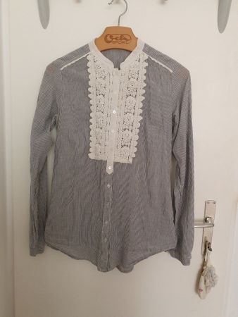 Raffiniertes HALLHUBER Hemd mit Spitze, 100% Baumwolle, Gr36
