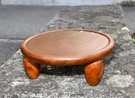 Mid Century Blumenhocker Holz 3-Bein DM 28cm pflanzenhocker