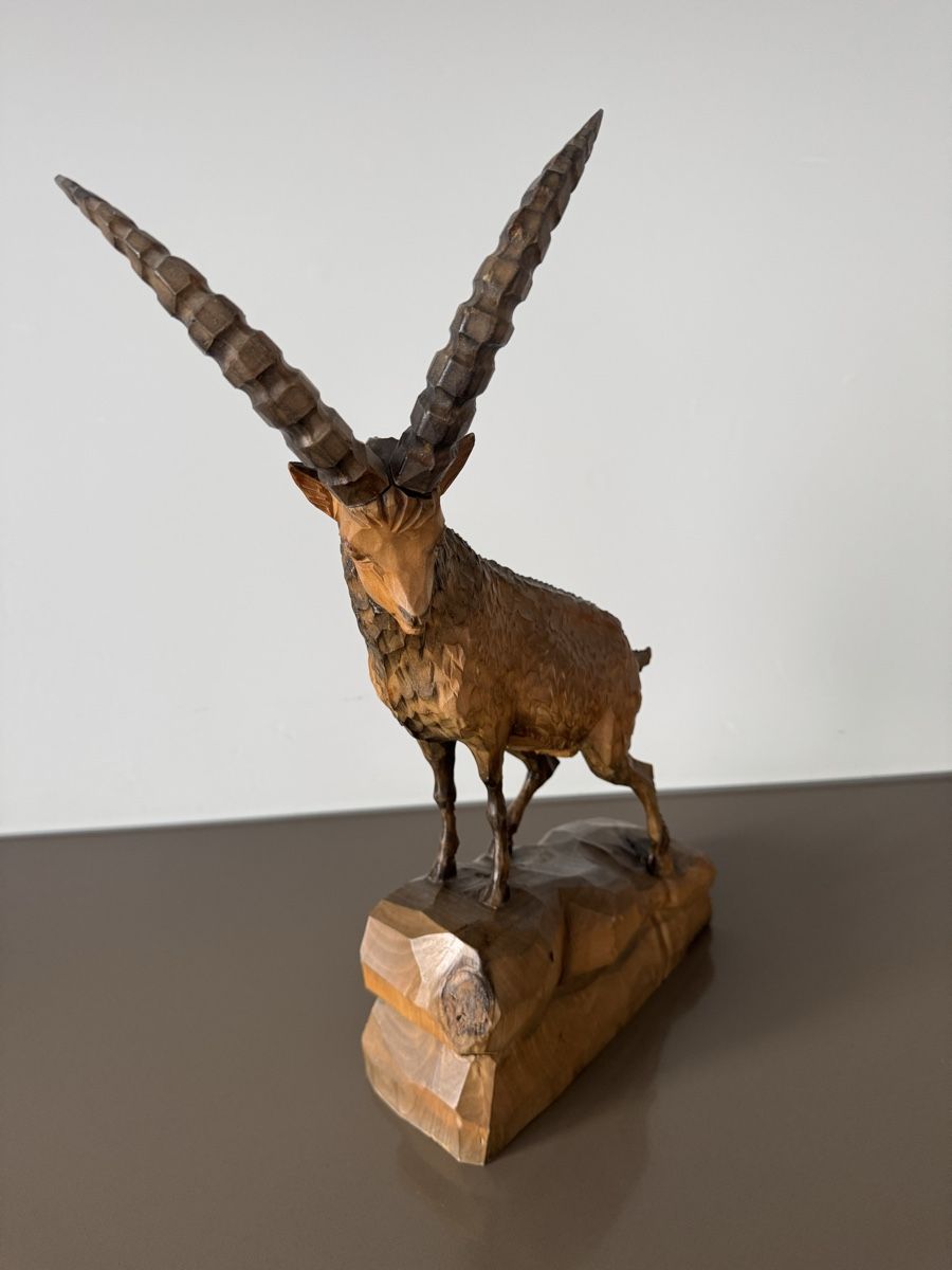 Skulpturen & Statuen: Holz-Steinbock, geschnitzt, Dekoration, neuwertig – Neu (gemäss Beschreibung) aus Ibach von jansim