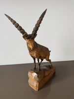 Holz-Steinbock, geschnitzt, Dekoration, neuwertig