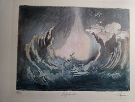 Bild Blatt Litho Druck - Chris 3/25 - Déferlantes