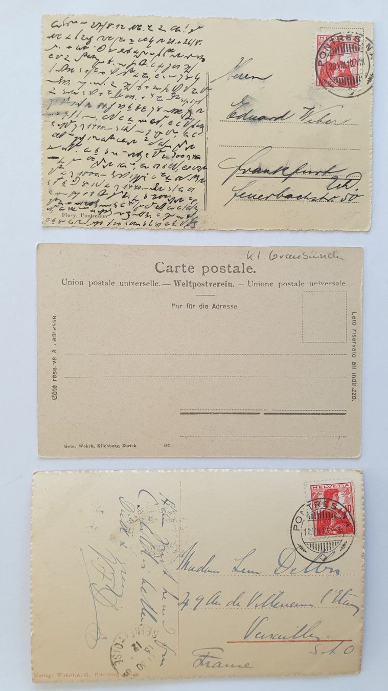 Ansichtskarten: Pontresina. Oberengadin. Graubünden. 3 Ansichtskarten. – Gebraucht aus Goldach von armando_r 1