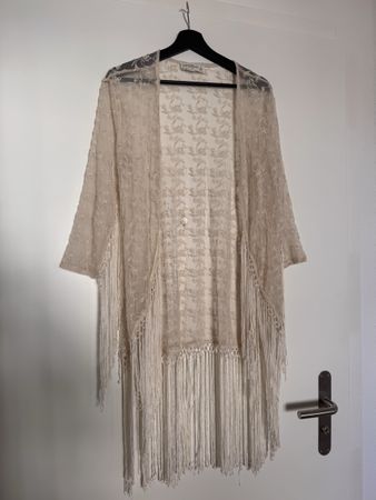A&F Cardigan lace beige with fringe size S