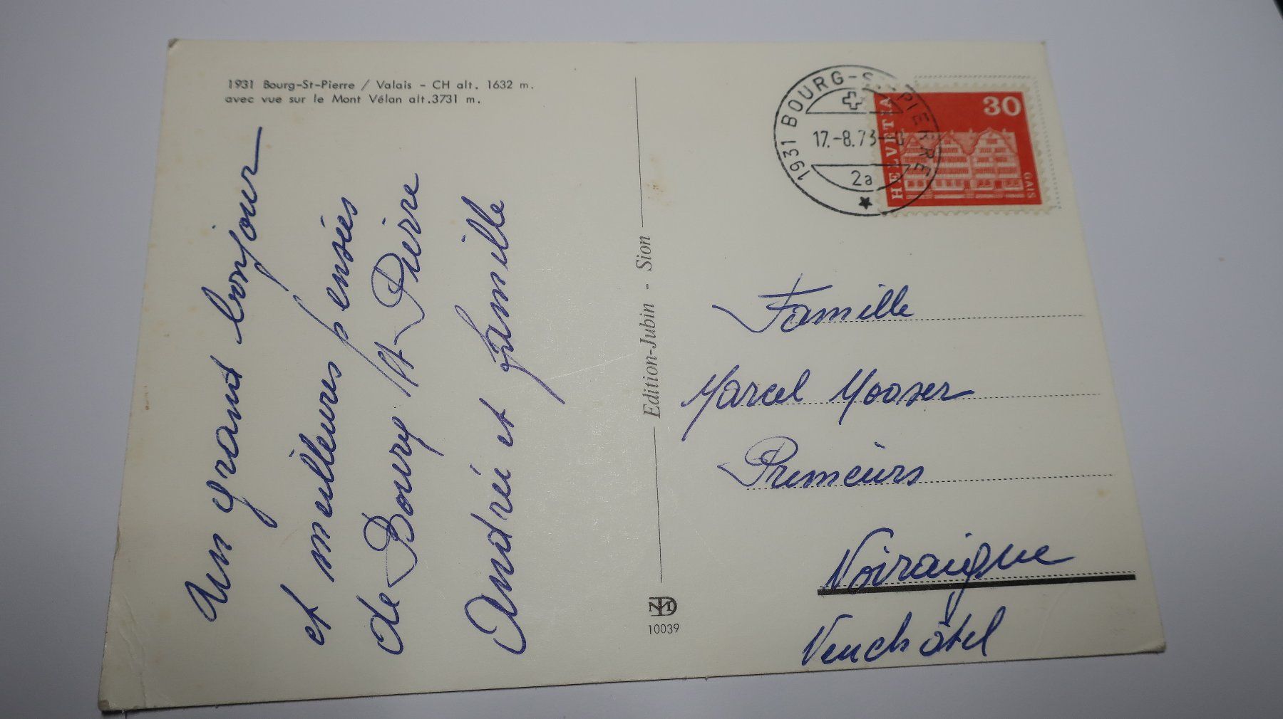 Ansichtskarten: Bourg-St-Pierre Valais Mont Vélan  1973 – Gebraucht aus Cormoret von Pascalll2001 5