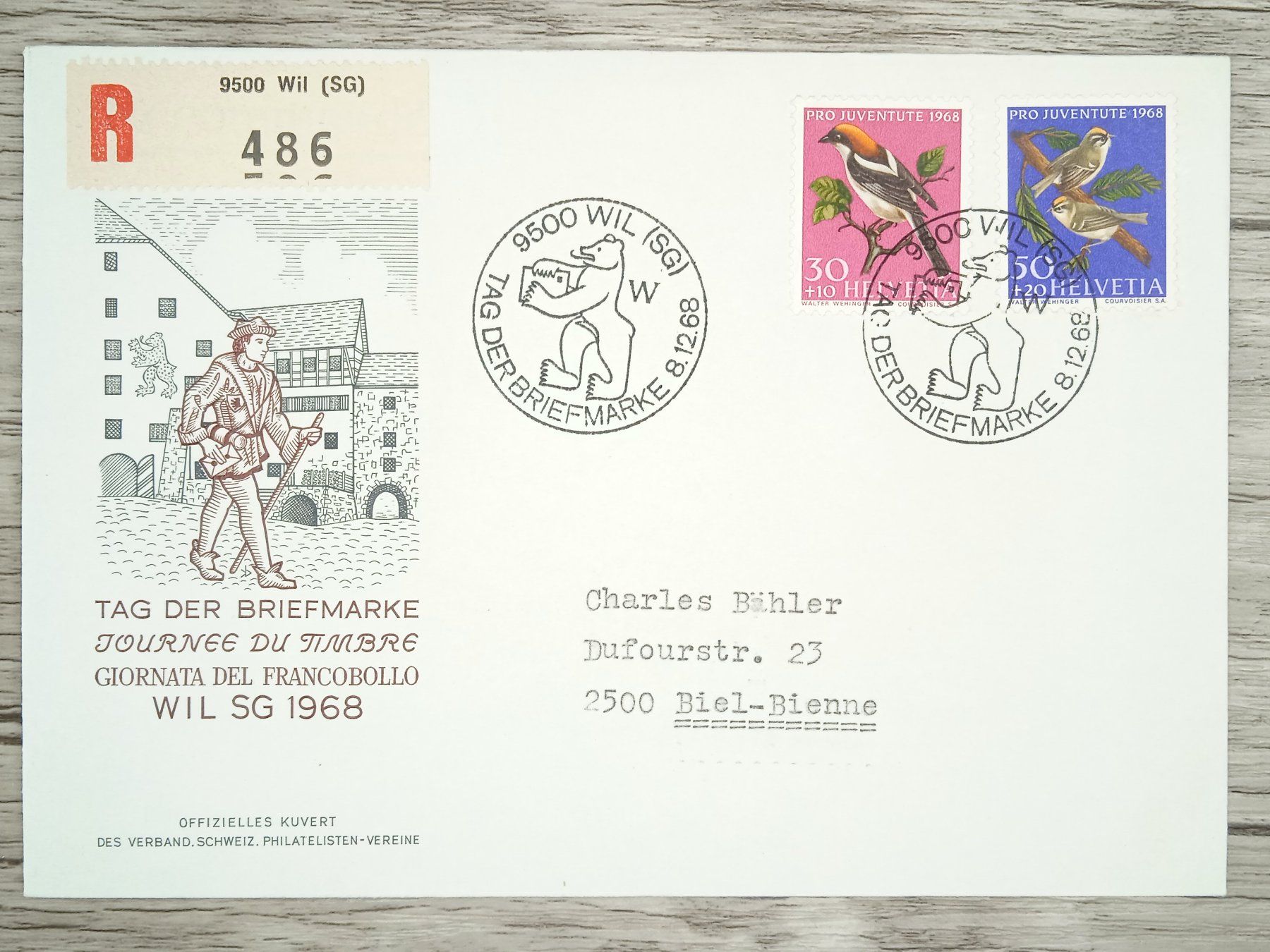 Tutti i francobolli: TR07 Enveloppe + Timbre Suisse 1968 – Usato da Cousset venduto da Patrick_Collections