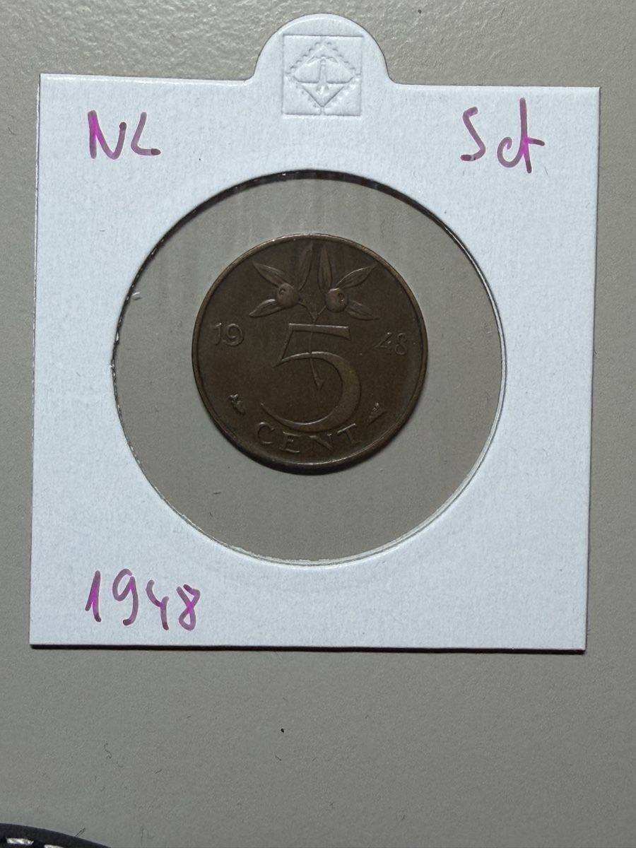 Alle Münzen: Pays-Bas - 5 cents - 1948 – Gebraucht aus Payerne von Mike1682