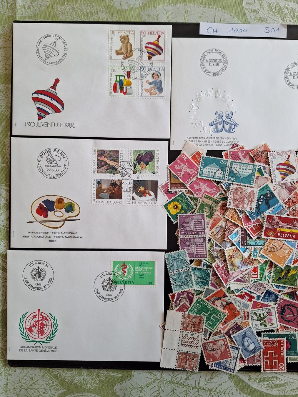 Tutti i francobolli: CH- ca. 1000 und 4 Briefe dazu (S01) – Usato da Genolier venduto da Antoine30 1