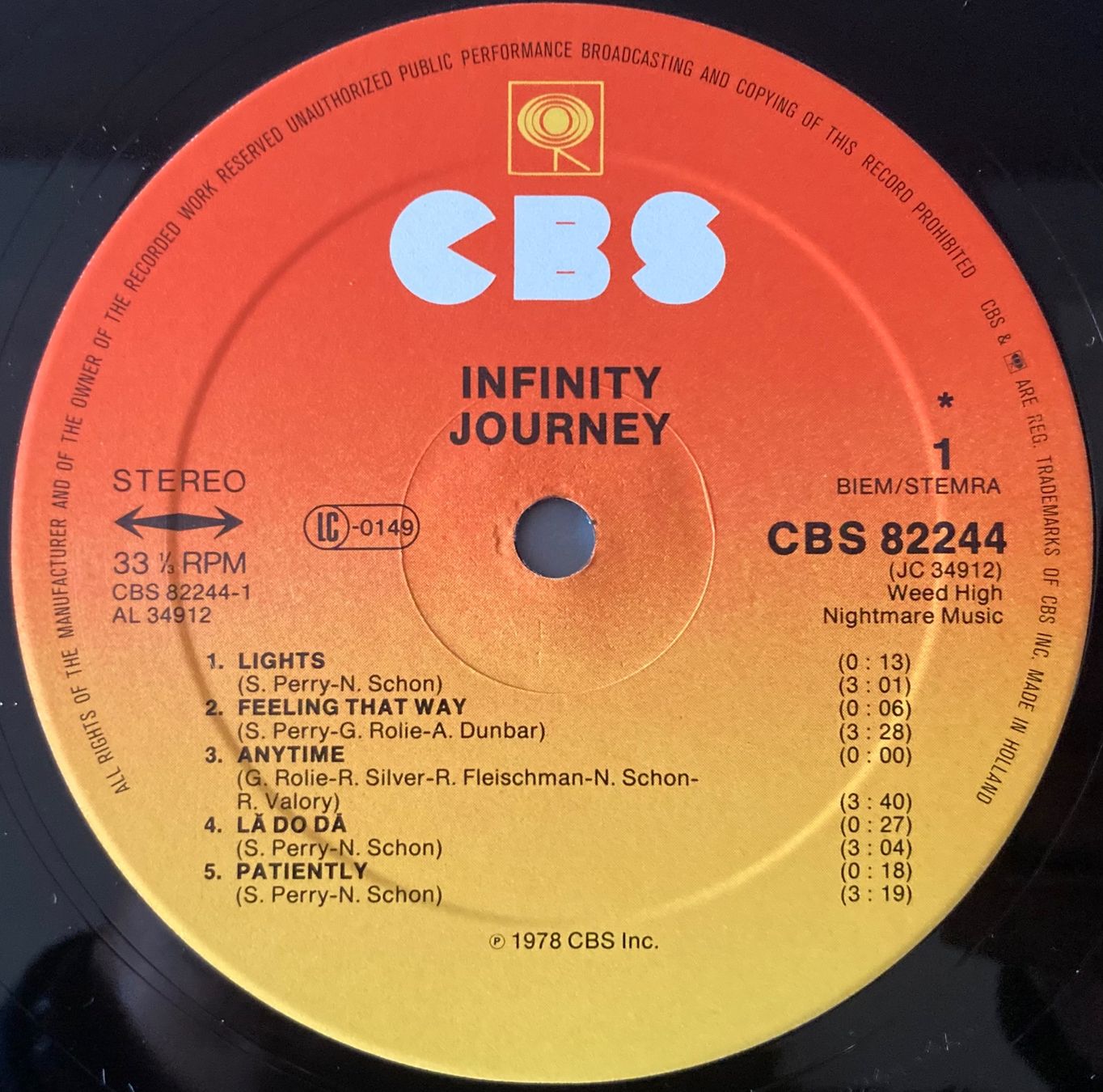 Dischi in vinile: JOURNEY - INFINITY – Usato da Poliez-Pittet venduto da Newtown-Records 3