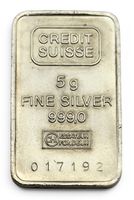 Silberbarren 5 g Crédit Suisse numéroté argent 999.0 