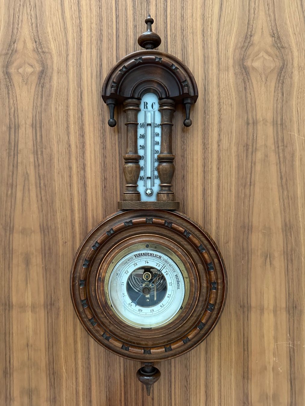 Sonstige antike Technik & Geräte: Antikes Barometer- und Thermometer-Set aus Holz – Gebraucht aus Basel von Pulcinella34 1