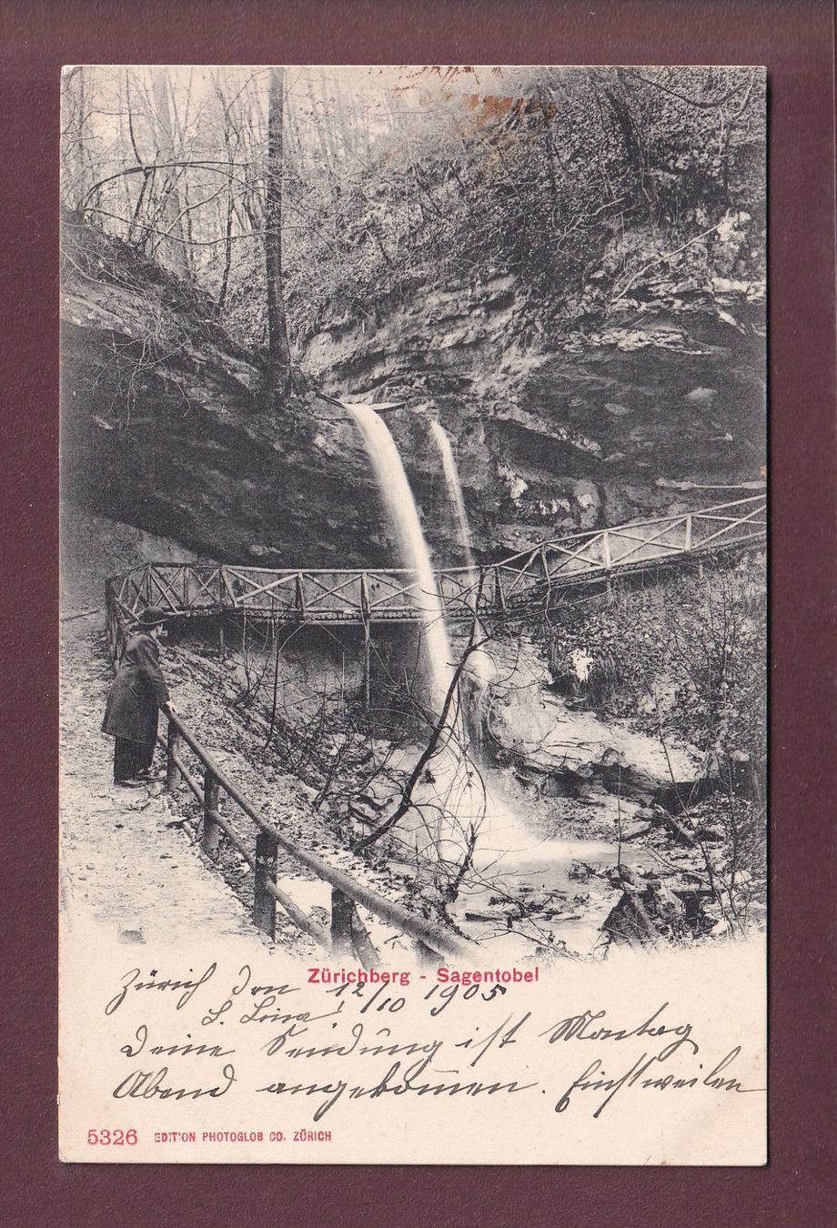 Ansichtskarten: ZÜRICHBERG - Sagentobel - 1905 – Gebraucht aus Pully von nicecards