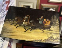 Antike , handbemalte Russische „ Vashniakov“- Box. (1870!)