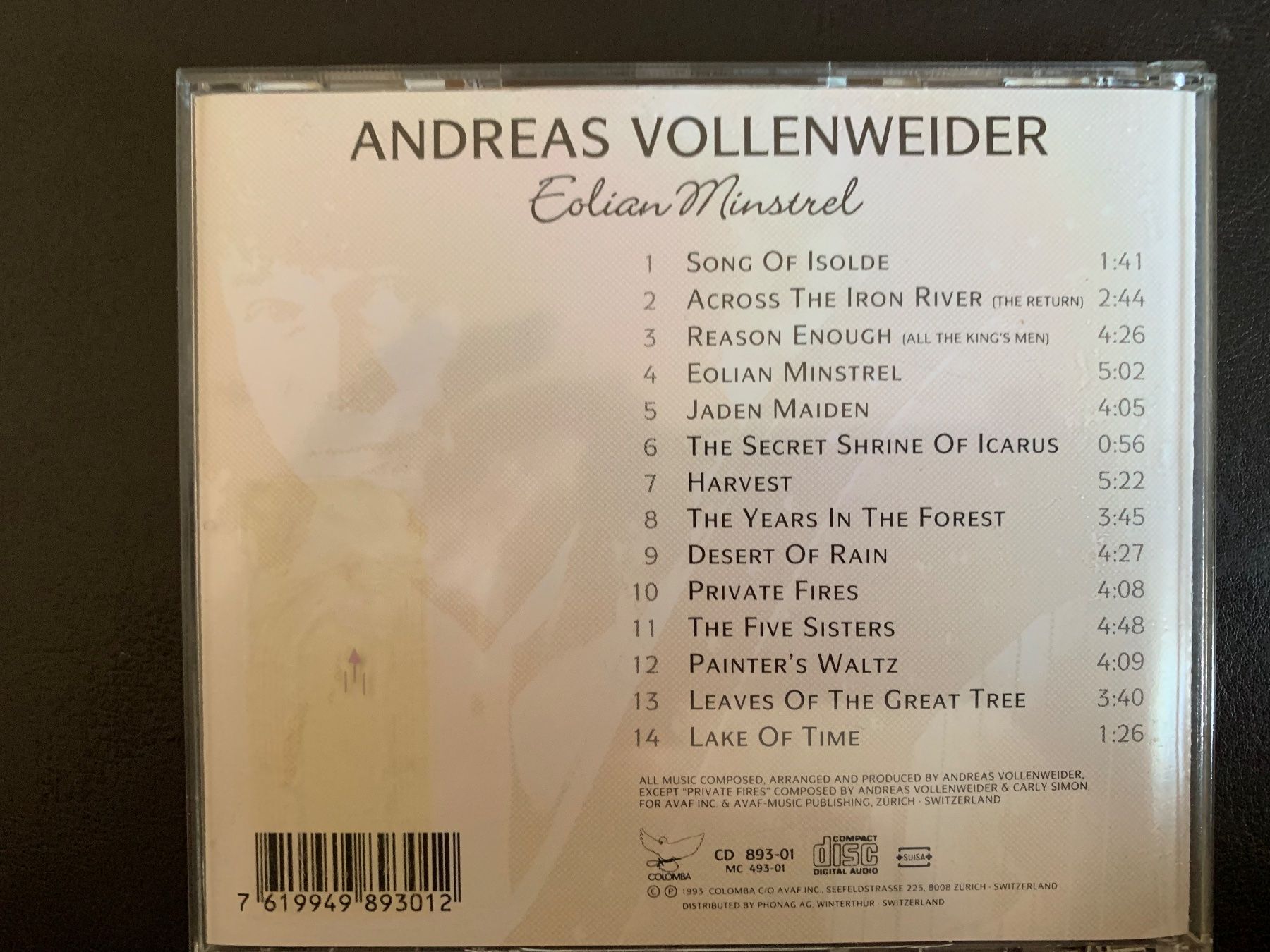 CD: Andreas Vollenweider - Eolian Minstrel CD - Top Zustand! – Usato da Luzern venduto da Roger72 2