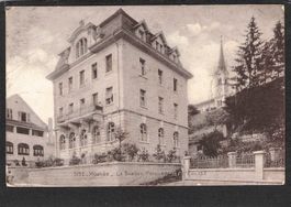 CP× BE/JU Moutier Banque et Eglise,1920