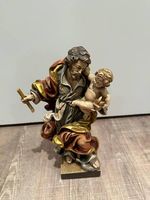 Geschnitzte Holzfigur Heiliger Josef mit Jesuskind