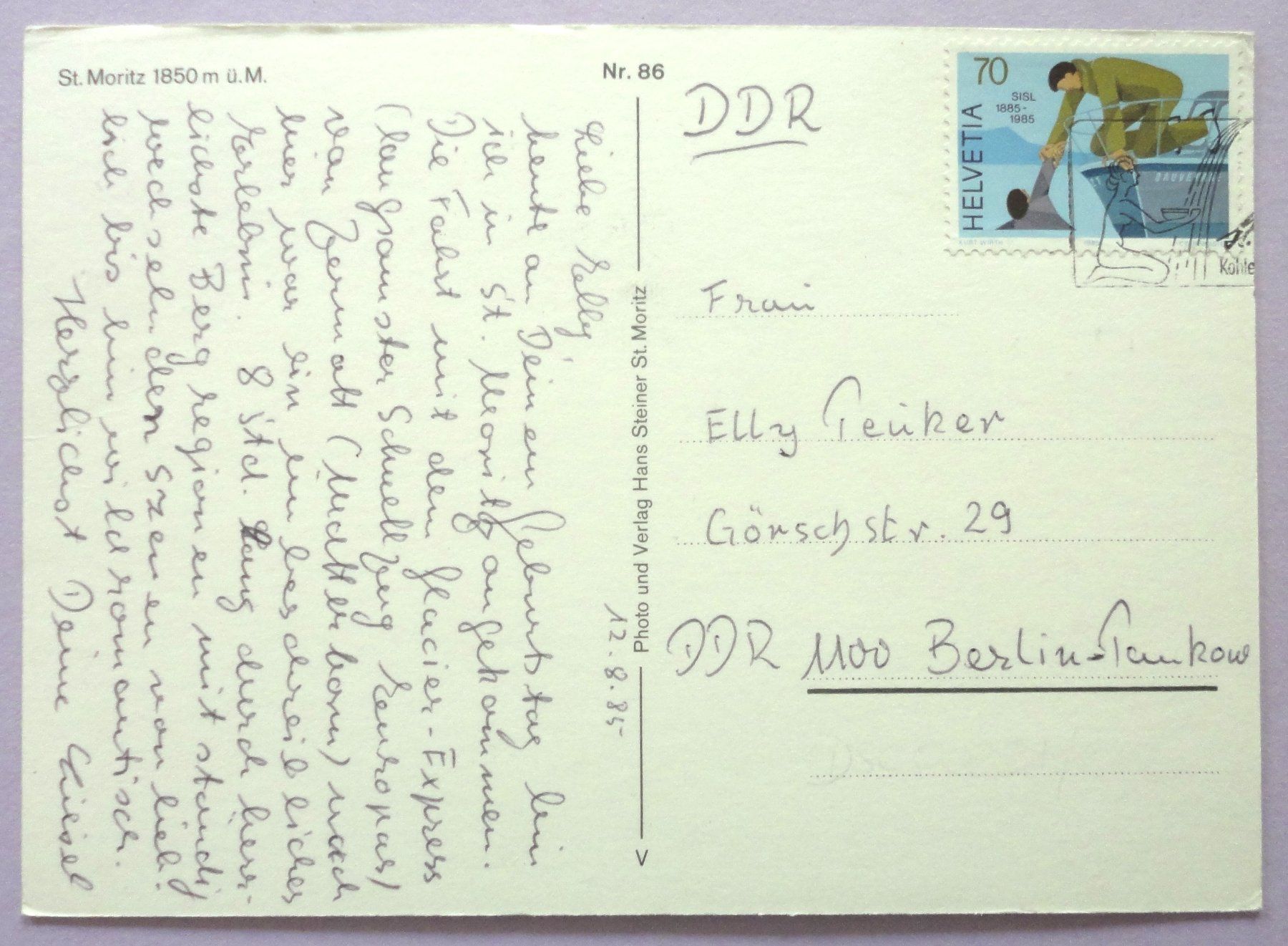 Cartoline postali: St. Moritz 1850 m ü.M. – Usato da Fétigny venduto da Billy2miny 1