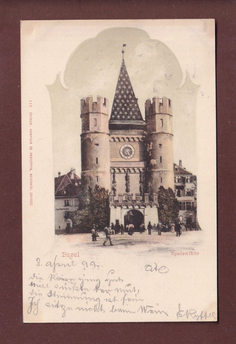 Cartoline postali: BASEL - Spalentor - 1899 CPN – Usato da Pully venduto da nicecards