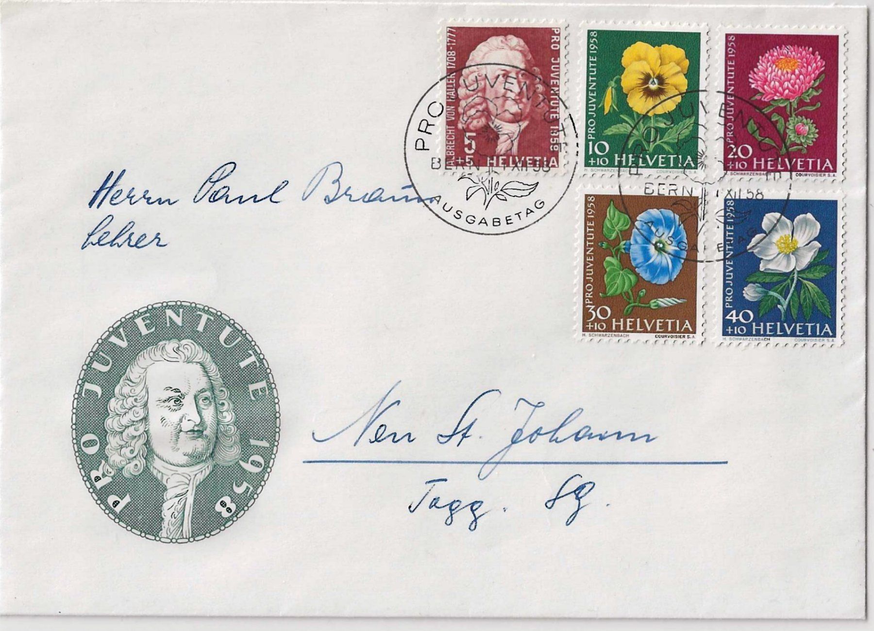 Alle Briefmarken: FDC Pro Juventute 1958 – Gebraucht aus Zürich von Philacat11