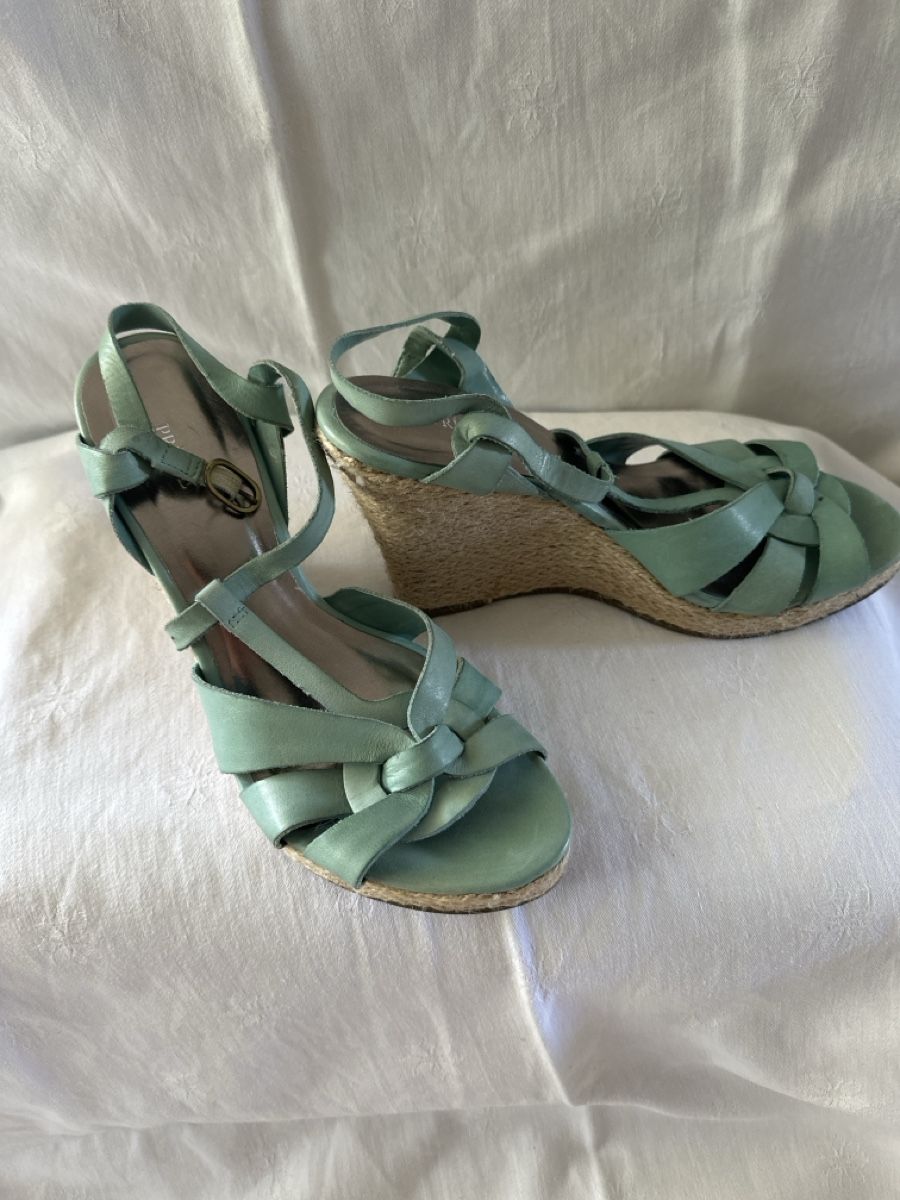 Scarpe da donna: Ledersandalen espadrillas Türkis nr. 38 – Usato da Stabio venduto da MAARINAA 1