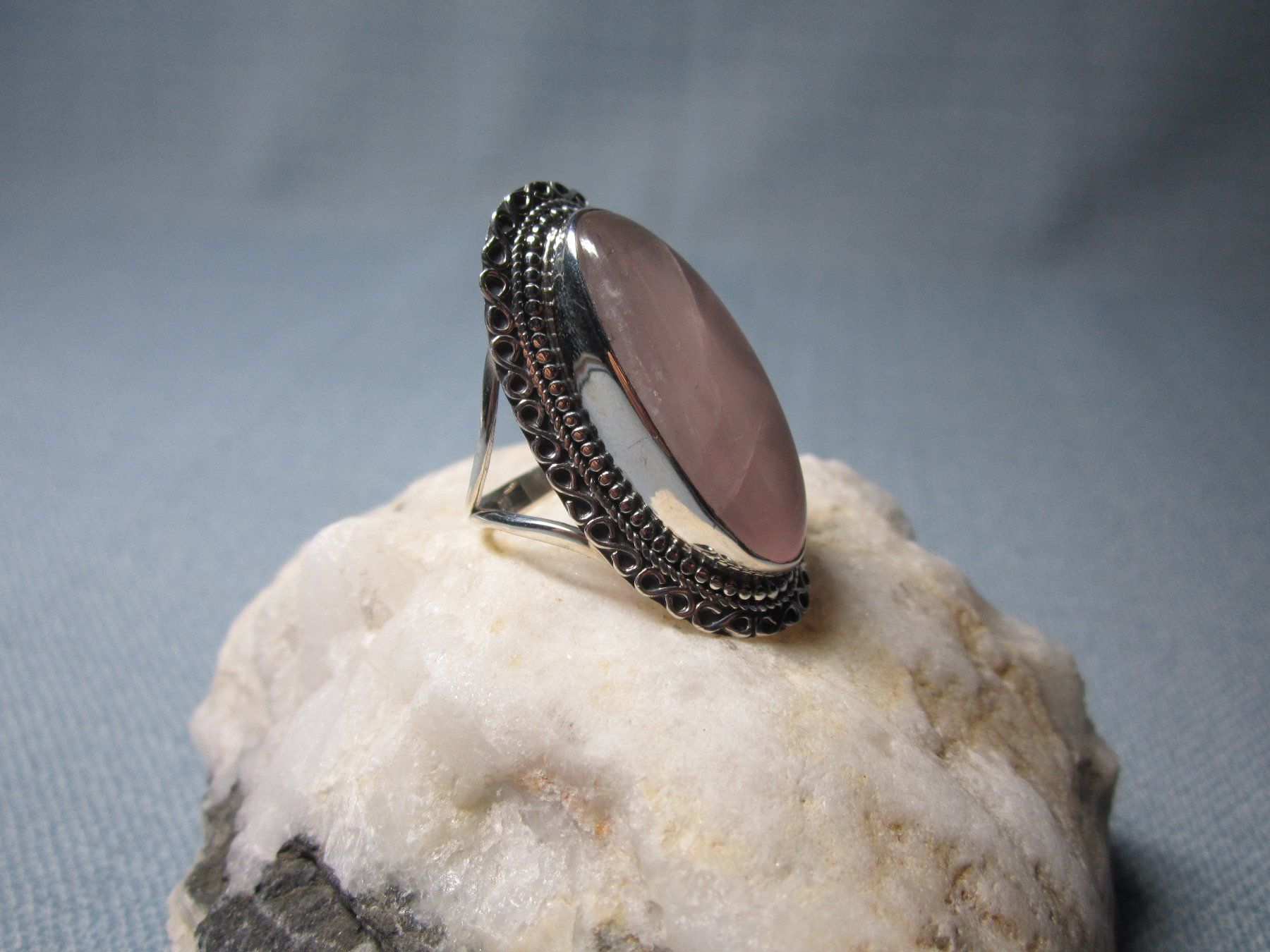 Ringe: orientalischer Silberring: Rosenquarz – Neu und originalverpackt aus Laax GR von krippenfiguren-laax 3