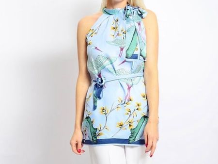 Seidenbluse mit Vogel Blumenornament