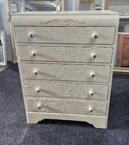 Vintage Kommode, Shabby Chic, 5 Schubladen, Beige, um 1930 (Neu (gemäss ...