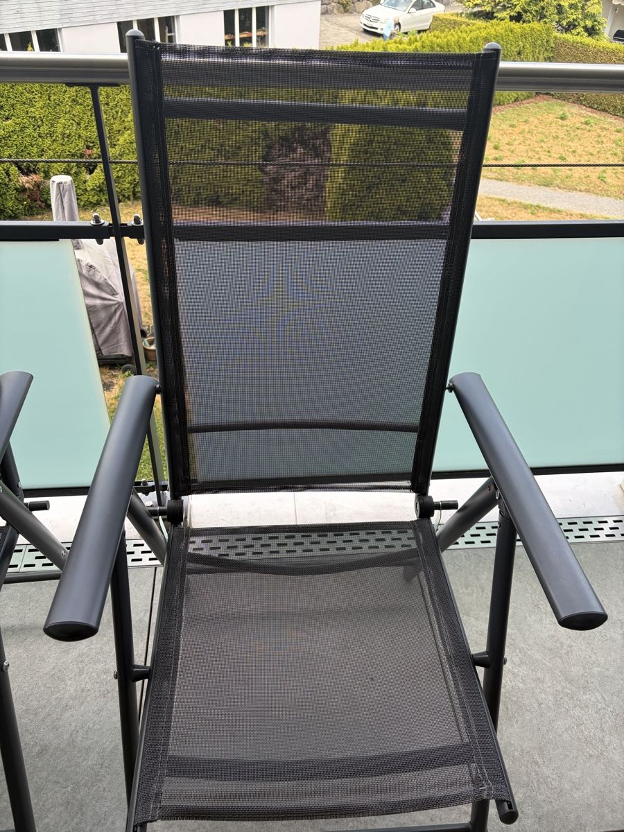 Sedie: 2 Gartenstühle Aluminium Textil schwarz gebraucht – Usato da Oberkirch LU venduto da Alessia08.08 1