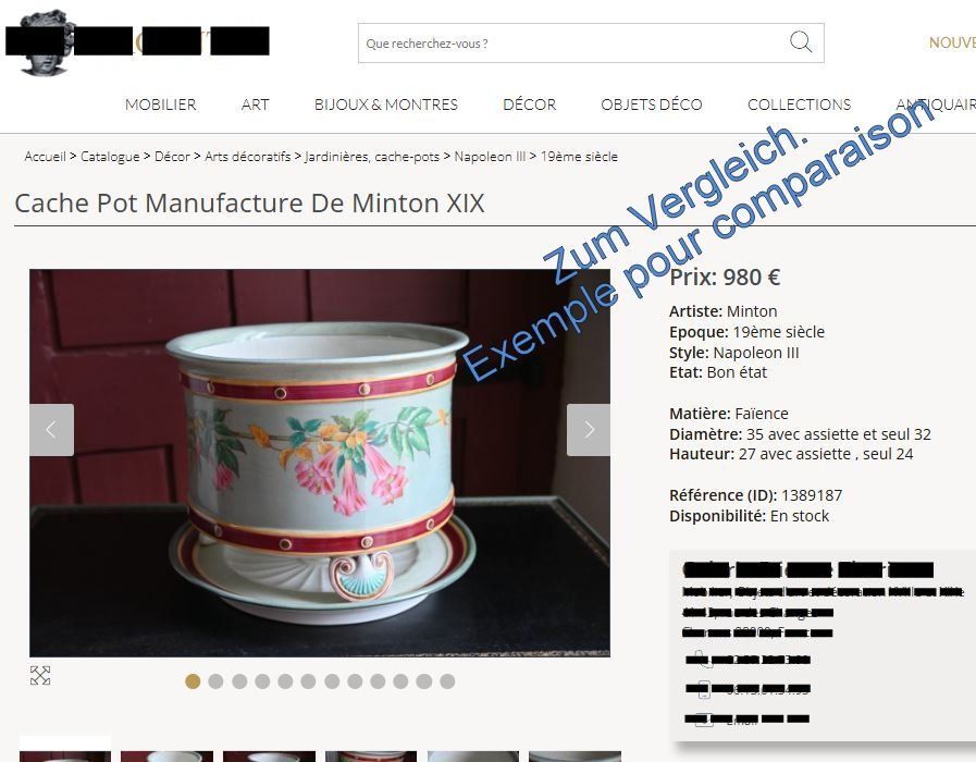 Blumentöpfe: Cache pot Minton 19e roses rubans Blumentopf Pflanzentopf – Gebraucht aus Noville von ceram 9