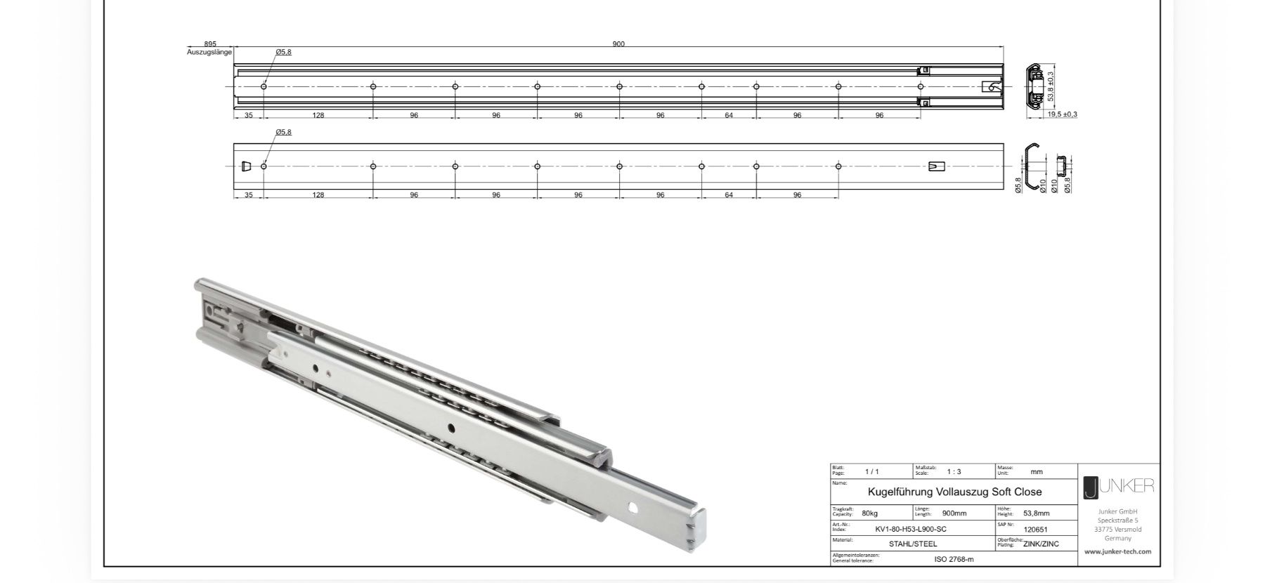 Ferramenta: Vollauszug 900 mm Soft Close – Nuovo (secondo la descrizione) da Volketswil venduto da Jmwirth 3