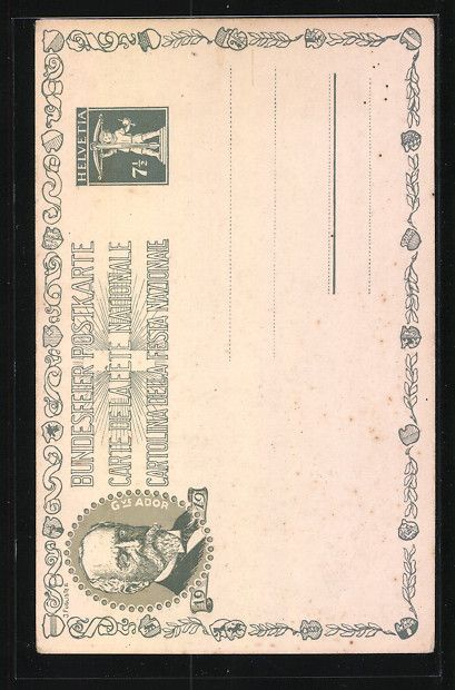 Ansichtskarten: Schweizer Bundesfeier 1919, Gottfried Ke – Gebraucht aus Berlin von bartko-reher 1