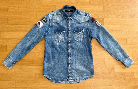 Replay Hemd - Grösse M - Jeanshemd mit coolen Patches