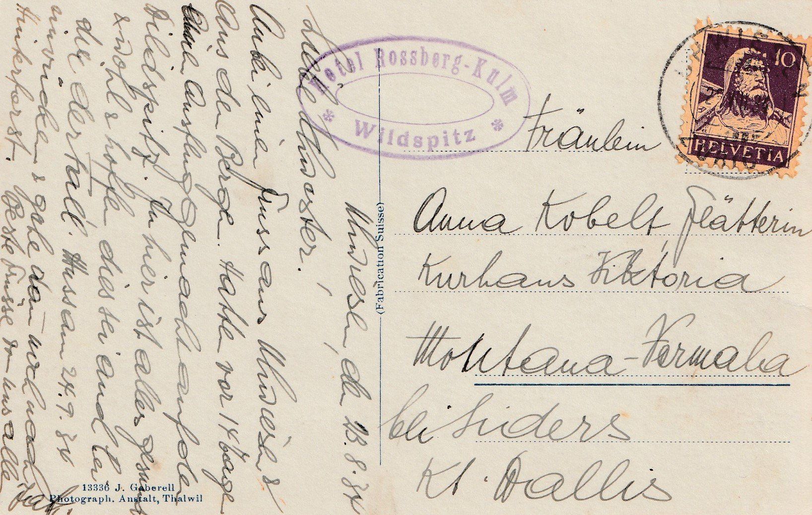 Cartoline postali: AK - Rossbergkulm - gel. 23.8.1934 – Usato da Fribourg venduto da schnalla92 1
