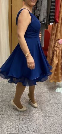Elegantes dunkelblaues Abendkleid mit Trägerperlen Gr.42