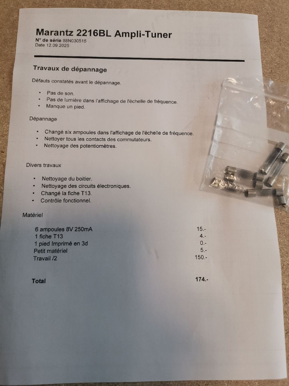 Marantz Amplificatori: MARANTZ 2216BL ampli/tuner révisé – Usato da La neuveville venduto da Madmax1979 8