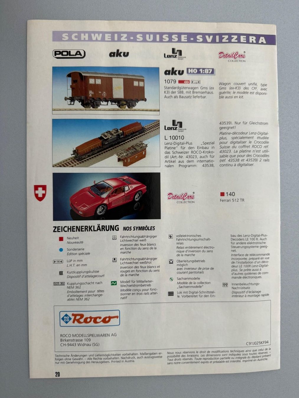 Roco Modelleisenbahnen: ROCO - Schweizer Spezial 1994 – Gebraucht aus Fehraltorf von Success 1