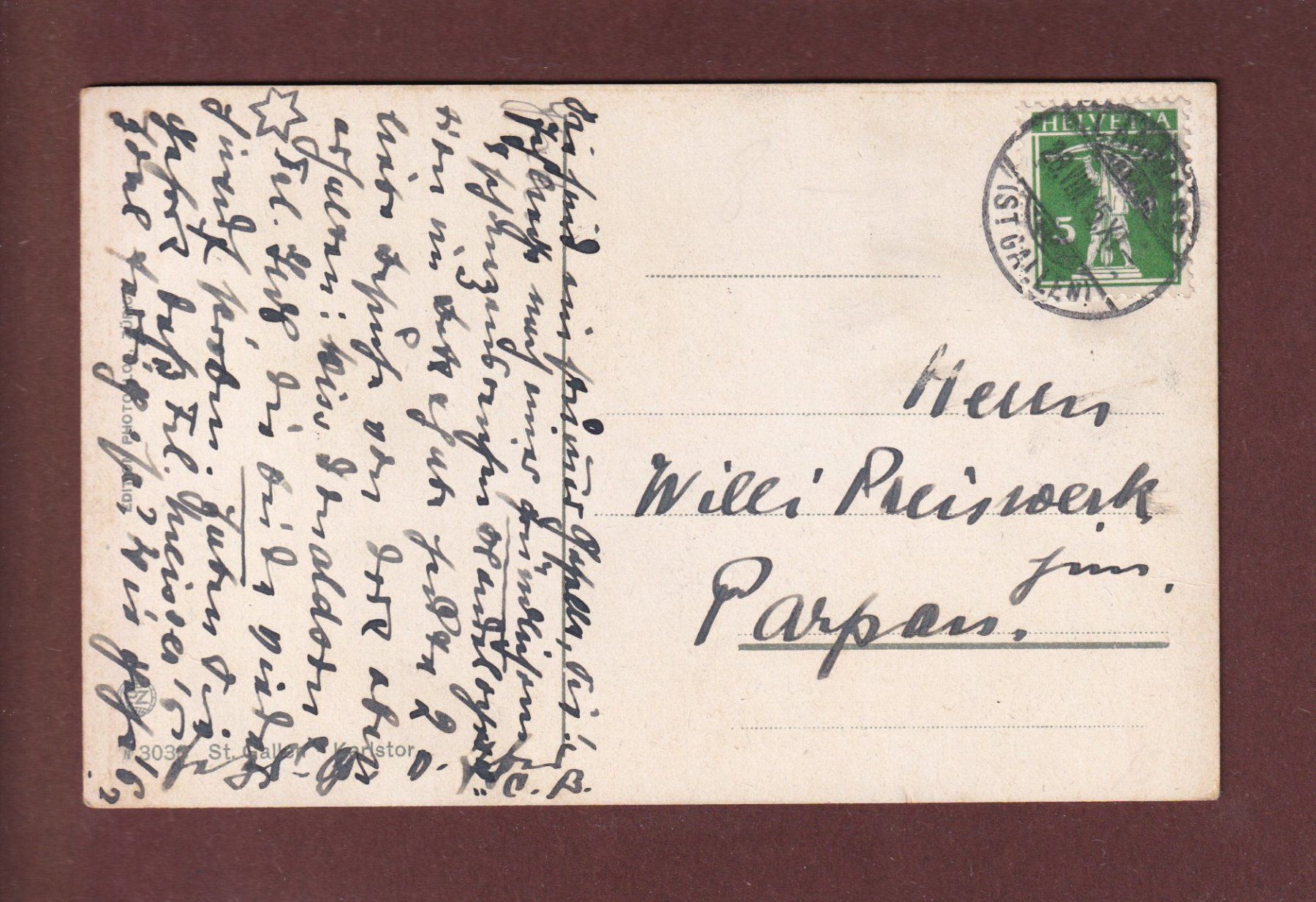 Cartoline postali: ST. GALLEN - Karlstor - 1915 – Usato da Pully venduto da nicecards 1